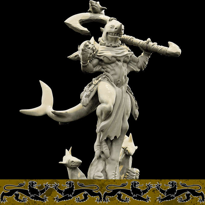 3D Printed Bestiary Vol. 4 Nafarrate - Ephyra Lady Shark 32mm Ragnarok D&D