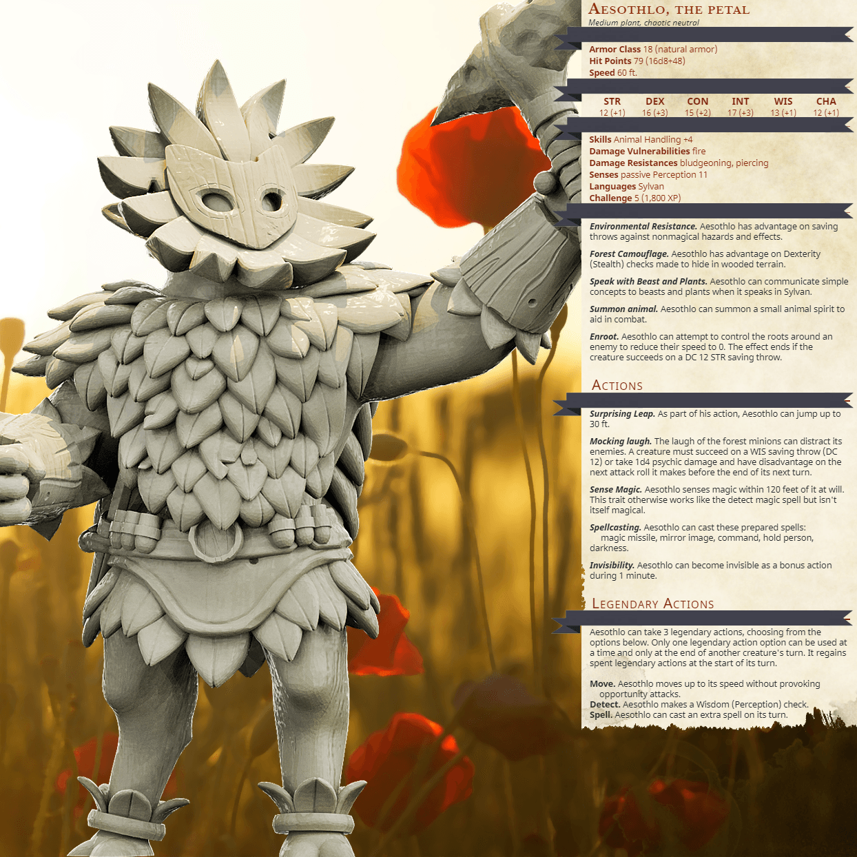 3D Printed Bestiary Vol. 4 Nafarrate - Forrest Spirit Minions 32mm Ragnarok D&D