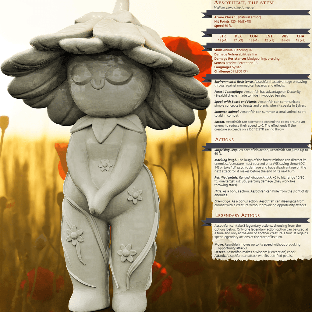 3D Printed Bestiary Vol. 4 Nafarrate - Forrest Spirit Minions 32mm Ragnarok D&D