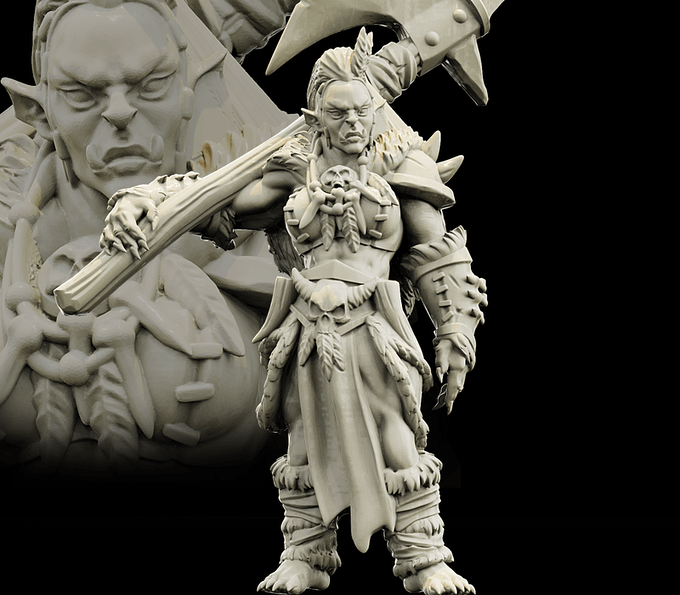 3D Printed Bestiary Vol. 4 Nafarrate - Gatha Female Orc 32mm Ragnarok D&D
