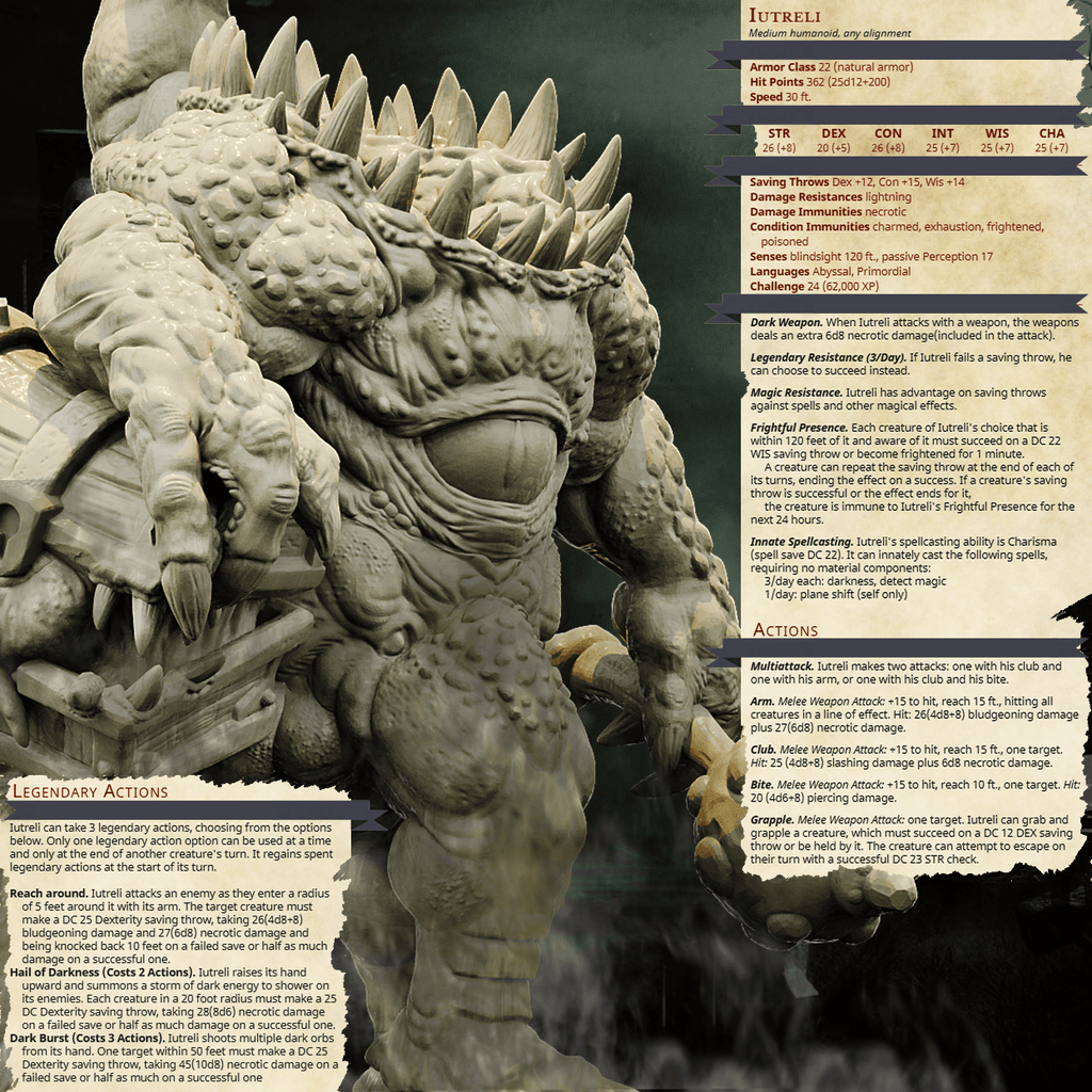 3D Printed Bestiary Vol. 4 Nafarrate - Iutreli Abomination 32mm Ragnarok D&D