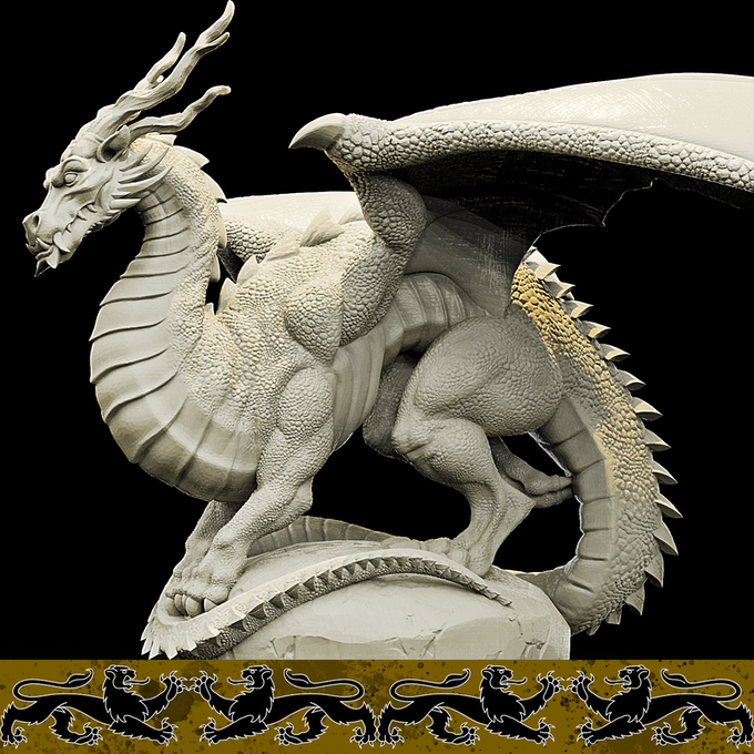 3D Printed Bestiary Vol. 4 Nafarrate - Kaesin Green Dragon 32mm Ragnarok D&D