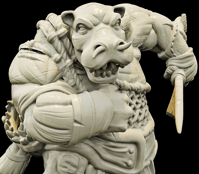 3D Printed Bestiary Vol. 4 Nafarrate - Kiboko Hippo Man 32mm Ragnarok D&D