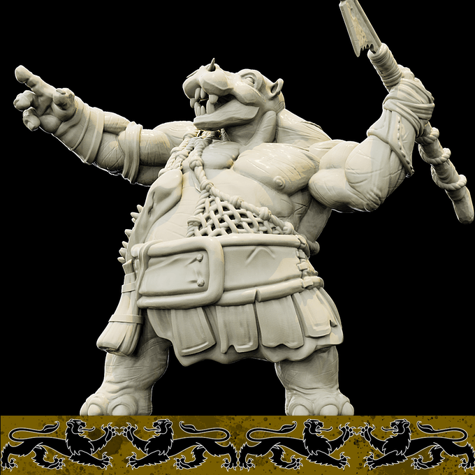 3D Printed Bestiary Vol. 4 Nafarrate - Kiboko Hippo Man 32mm Ragnarok D&D