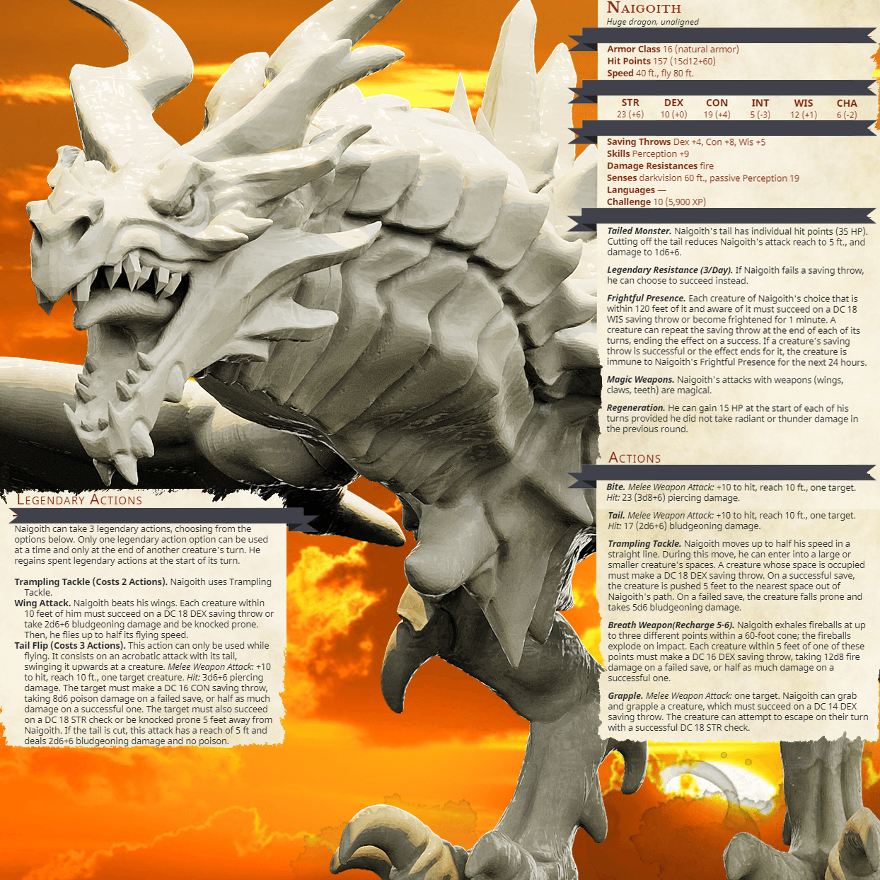 3D Printed Bestiary Vol. 4 Nafarrate - Naigoith Red Dragon 32mm Ragnarok D&D