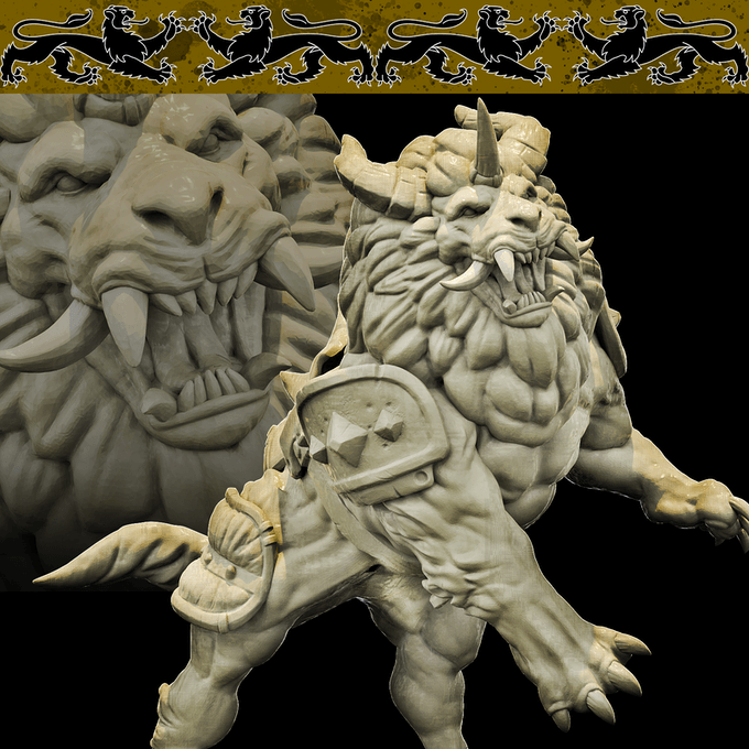 3D Printed Bestiary Vol. 4 Nafarrate - Nian Lion Mount 32mm Ragnarok D&D