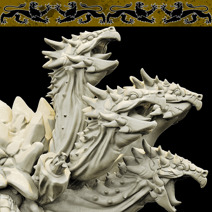 3D Printed Bestiary Vol. 4 Nafarrate - Plaqwum Turtle Hydra 32mm Ragnarok D&D
