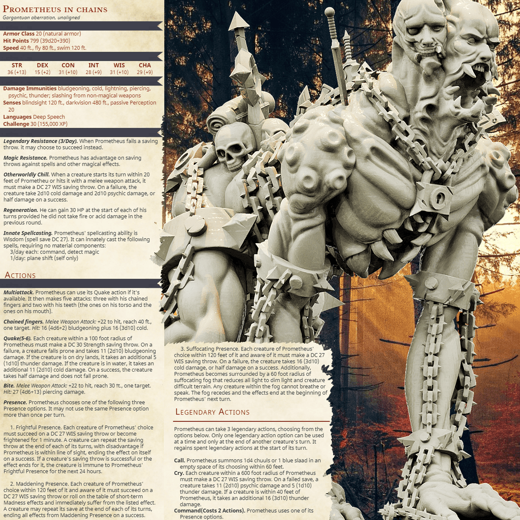 3D Printed Bestiary Vol. 4 Nafarrate - Prometheus in Chains 32mm Ragnarok D&D