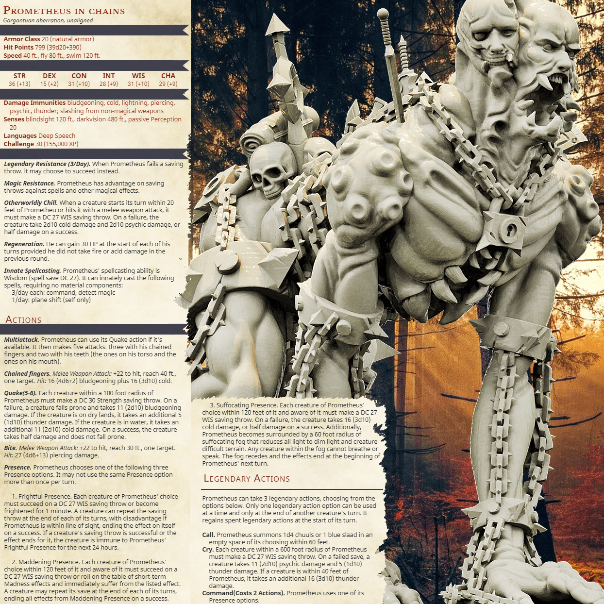3D Printed Bestiary Vol. 4 Nafarrate - Prometheus in Chains 32mm Ragnarok D&D