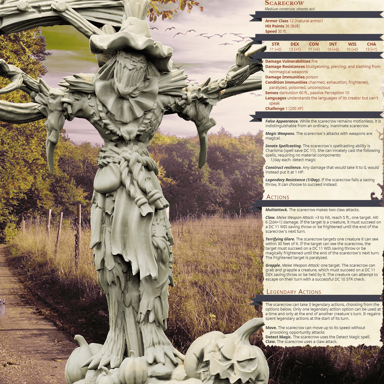 3D Printed Bestiary Vol. 4 Nafarrate - Scarecrow Construct 32mm Ragnarok D&D
