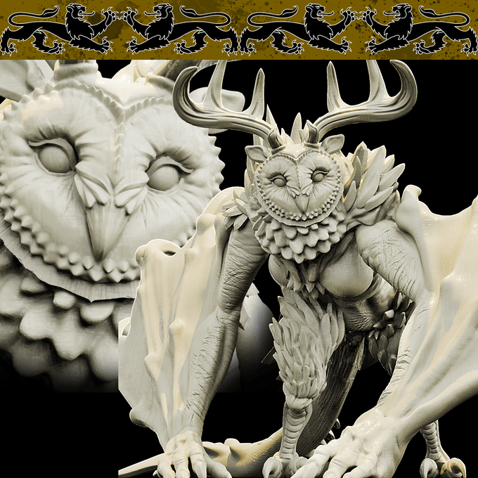 3D Printed Bestiary Vol. 4 Nafarrate - Thalassa Owlfolk 32mm Ragnarok D&D