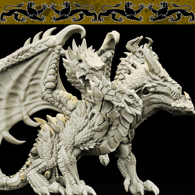 3D Printed Bestiary Vol. 4 Nafarrate - Tiamat Hydra 32mm Ragnarok D&D