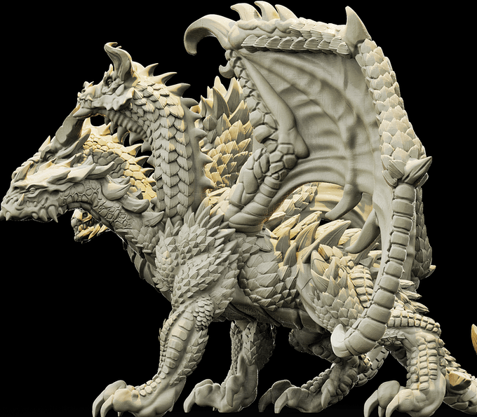 3D Printed Bestiary Vol. 4 Nafarrate - Tiamat Hydra 32mm Ragnarok D&D