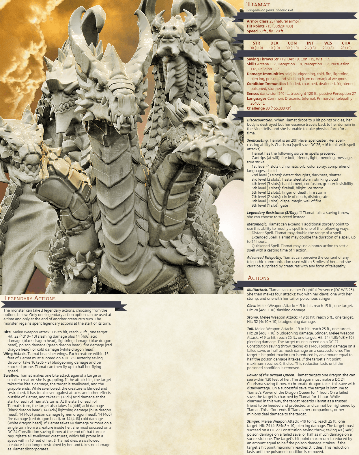 3D Printed Bestiary Vol. 4 Nafarrate - Tiamat Hydra 32mm Ragnarok D&D