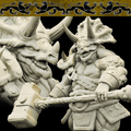 3D Printed Bestiary Vol. 4 Nafarrate - Viridian Triceratops Warrior 32mm Ragnarok D&D