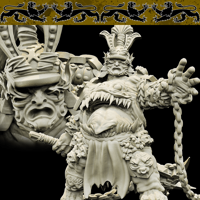 3D Printed Bestiary Vol. 4 Nafarrate - Xing Tiang Chinese Warrior 32mm Ragnarok D&D