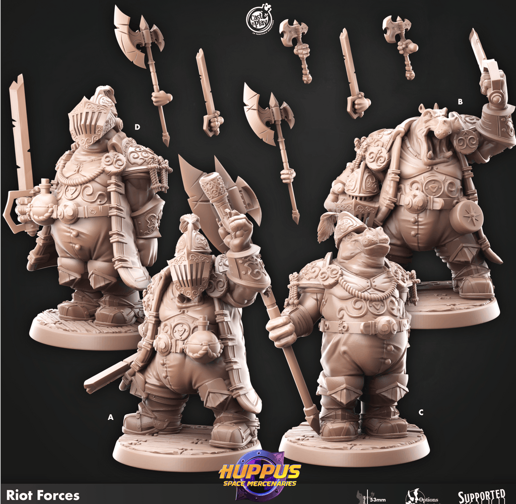 3D Printed Cast n Play 620 Riot Forces Huppus, Space Mercenaries Set 28mm 32mm D&D