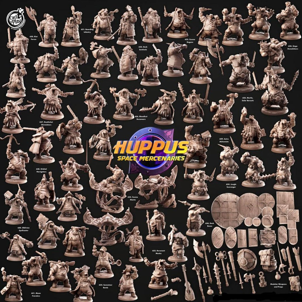 3D Printed Cast n Play 620 Riot Forces Huppus, Space Mercenaries Set 28mm 32mm D&D