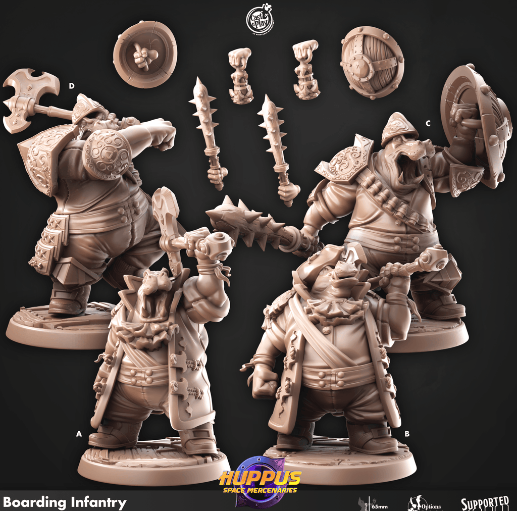 3D Printed Cast n Play 621 Boarding Infantry Huppus, Space Mercenaries Set 28mm 32mm D&D