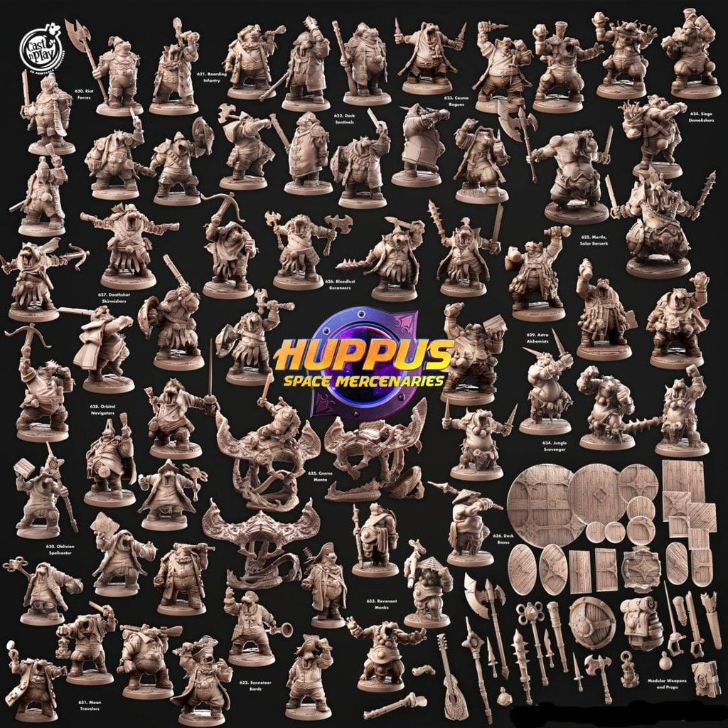 3D Printed Cast n Play 626 Bloodlust Bucaneers Huppus, Space Mercenaries Set 28mm 32mm D&D