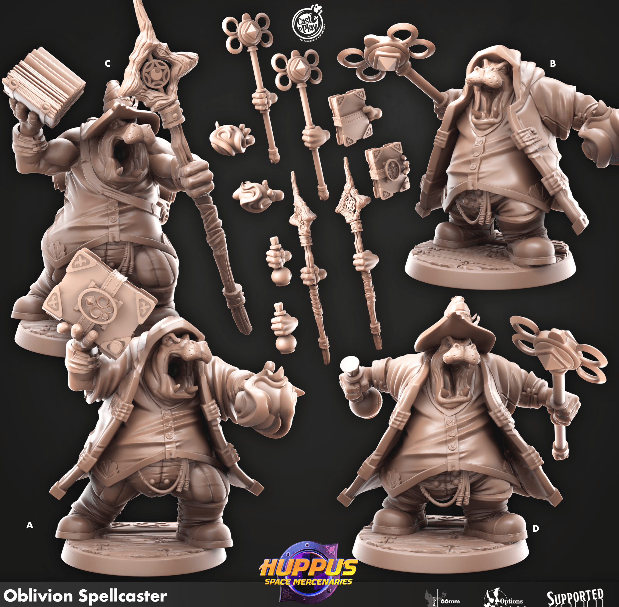 3D Printed Cast n Play 630 Oblivion Spellcasters Huppus, Space Mercenaries Set 28mm 32mm D&D