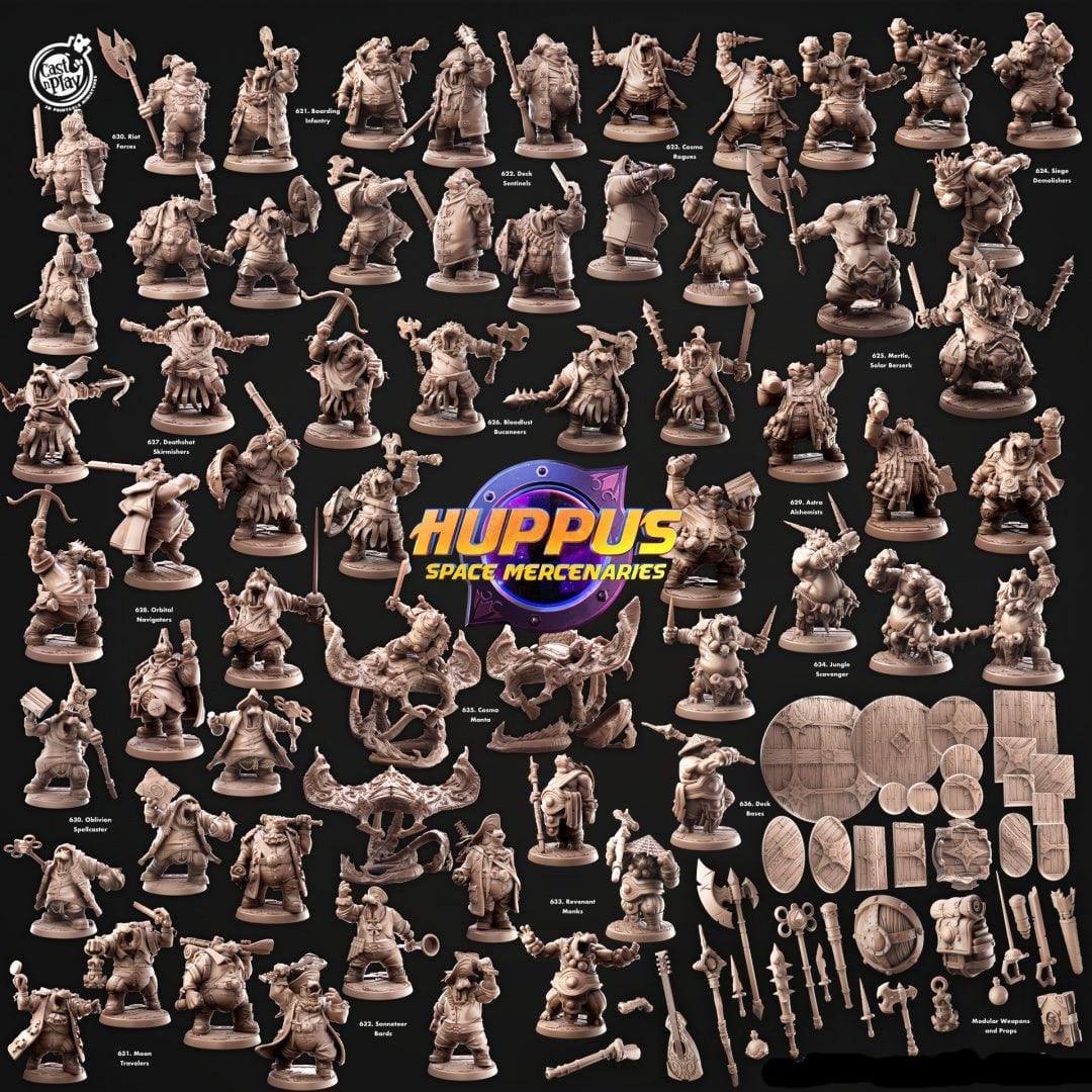 3D Printed Cast n Play 630 Oblivion Spellcasters Huppus, Space Mercenaries Set 28mm 32mm D&D