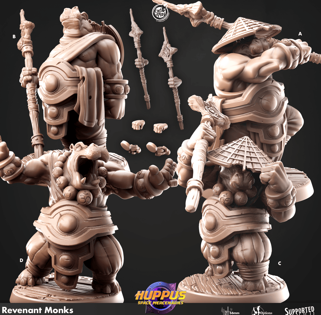 3D Printed Cast n Play 633 Revenant Monks Huppus, Space Mercenaries Set 28mm 32mm D&D