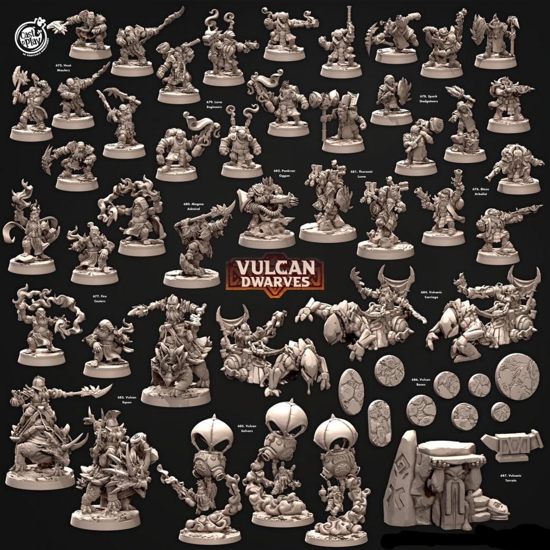 3D Printed Cast n Play 678 Spark Gadgeteers Vulcan Dwarves Set 28mm 32mm D&D