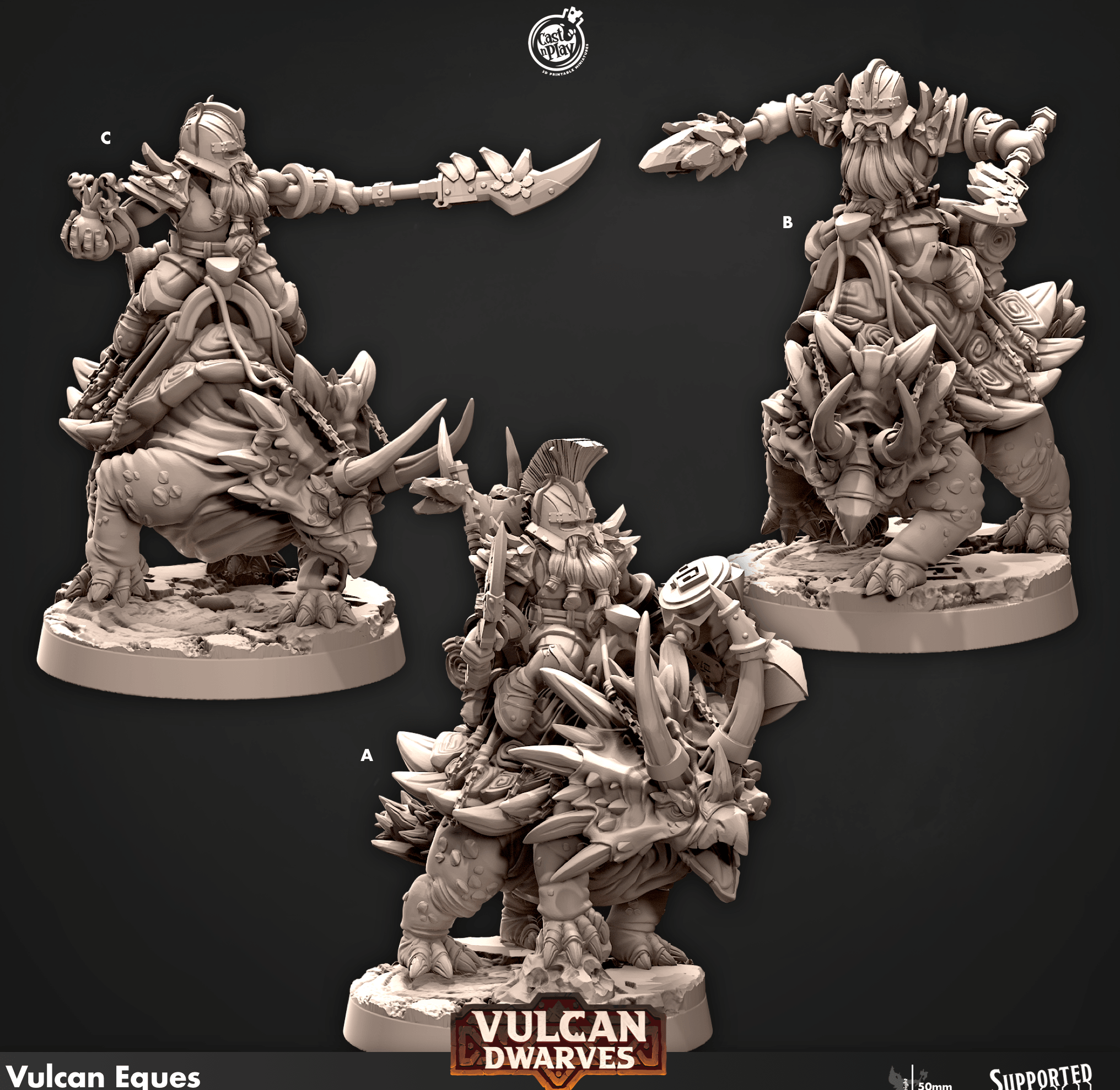 3D Printed Cast n Play 683 Vulcan Eques Vulcan Dwarves Set 28mm 32mm D&D
