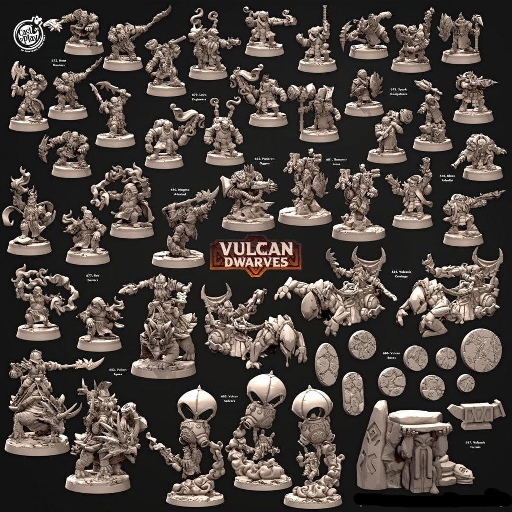 3D Printed Cast n Play 683 Vulcan Eques Vulcan Dwarves Set 28mm 32mm D&D