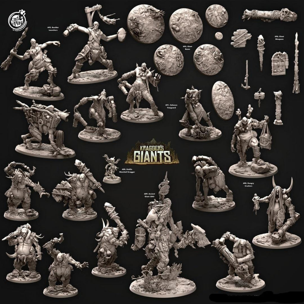 3D Printed Cast n Play 692 Boulder Launchers Kragger's Giants Set 28mm 32mm D&D