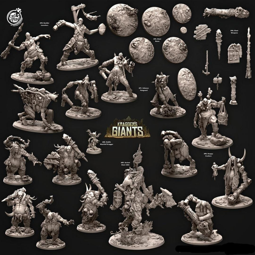 3D Printed Cast n Play 696 Giant Weapons Kragger's Giants Set 28mm 32mm D&D