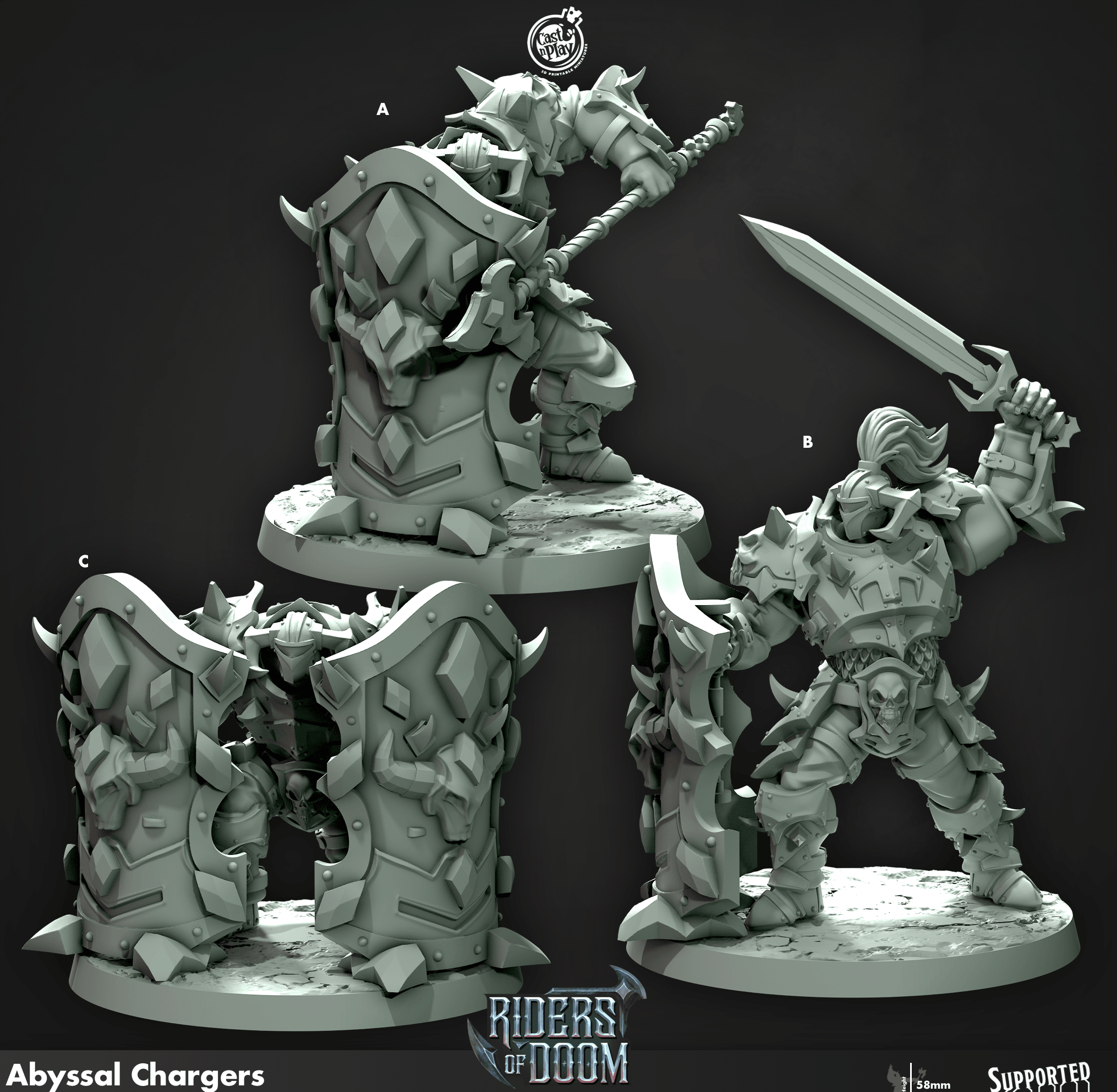 3D Printed Cast n Play Abyssal Chargers Riders of Doom Set 28mm 32mm D&D