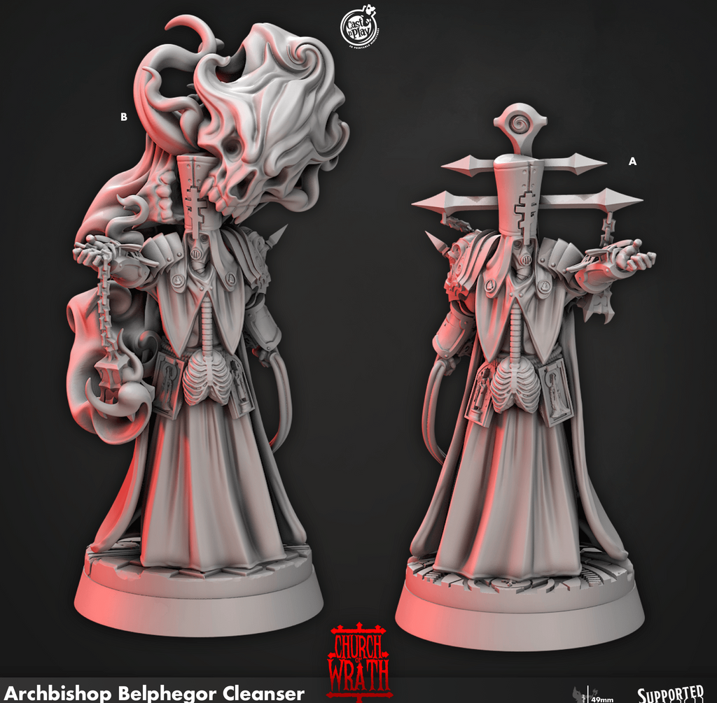 3D Printed Cast n Play Archbishop Belphegor Cleanser Church of Wrath 28mm 32mm D&D