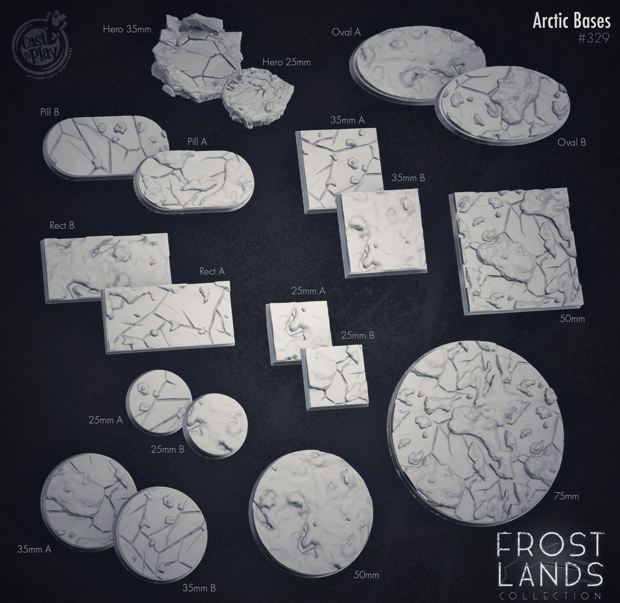 3D Printed Cast n Play Arctic Frozen Bases Set 28mm 32mm D&D