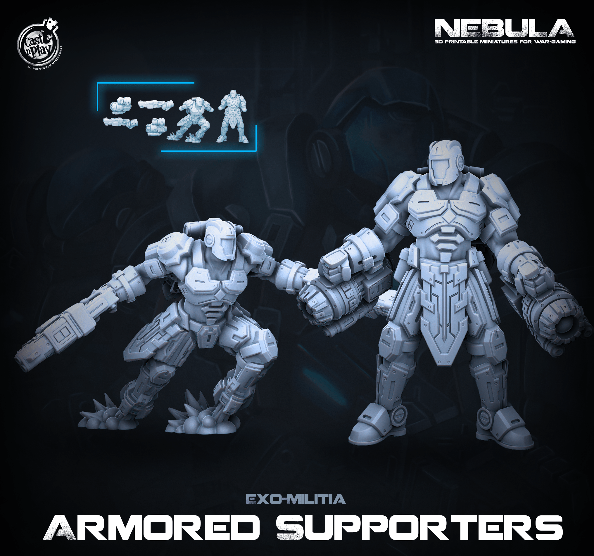 3D Printed Cast n Play Armored Supporters Nebula Origins 28mm 32mm D&D