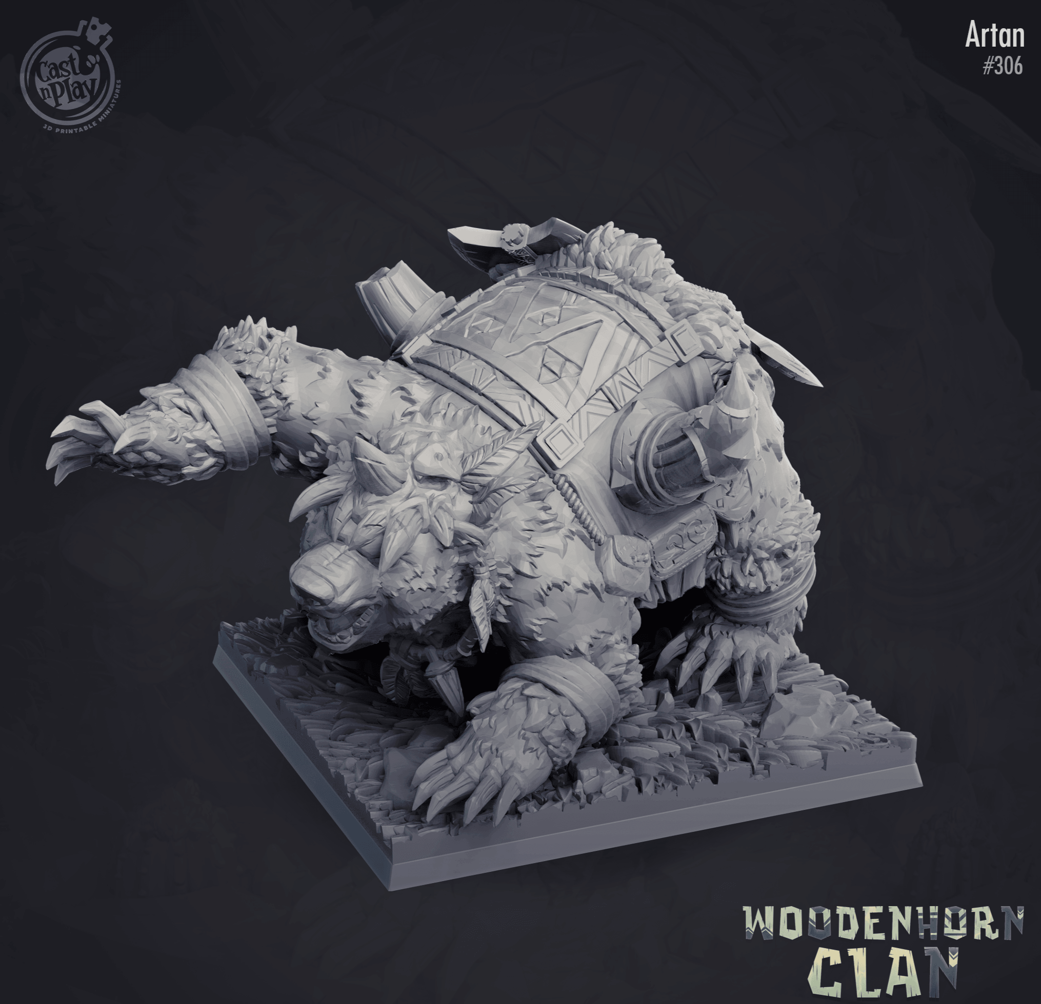 3D Printed Cast n Play Artan Warbear Woodenhorn Clan 28mm 32mm D&D