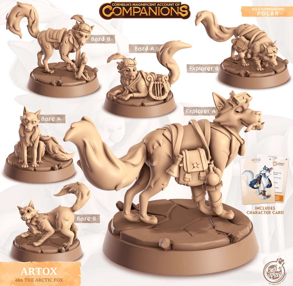 3D Printed Cast n Play Artox - The Arctic Fox Companions 28mm 32mm D&D