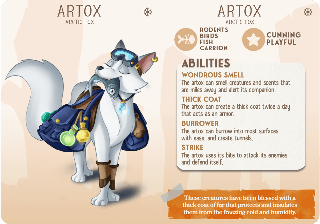 3D Printed Cast n Play Artox - The Arctic Fox Companions 28mm 32mm D&D