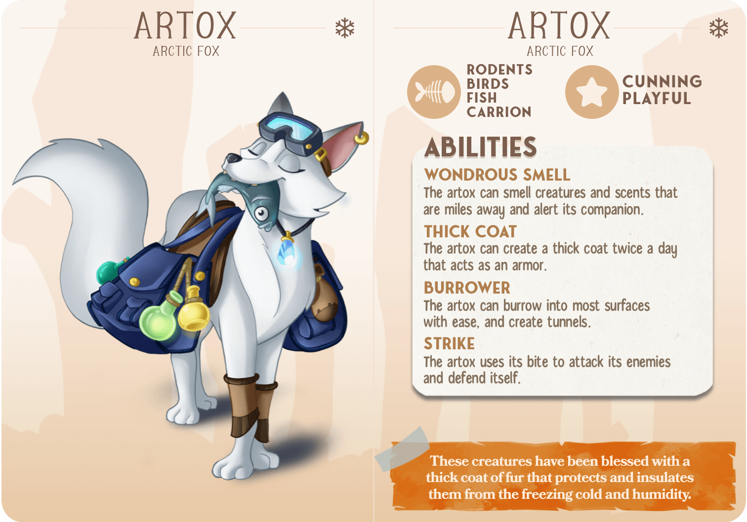 3D Printed Cast n Play Artox - The Arctic Fox Companions 28mm 32mm D&D