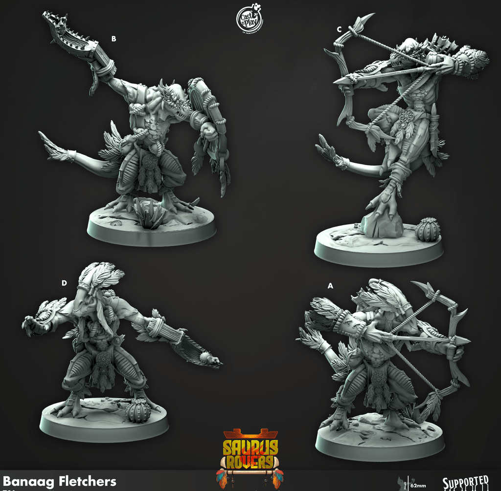 3D Printed Cast n Play Banaag Fletchers Saurus Rovers Set 28mm 32mm D&D