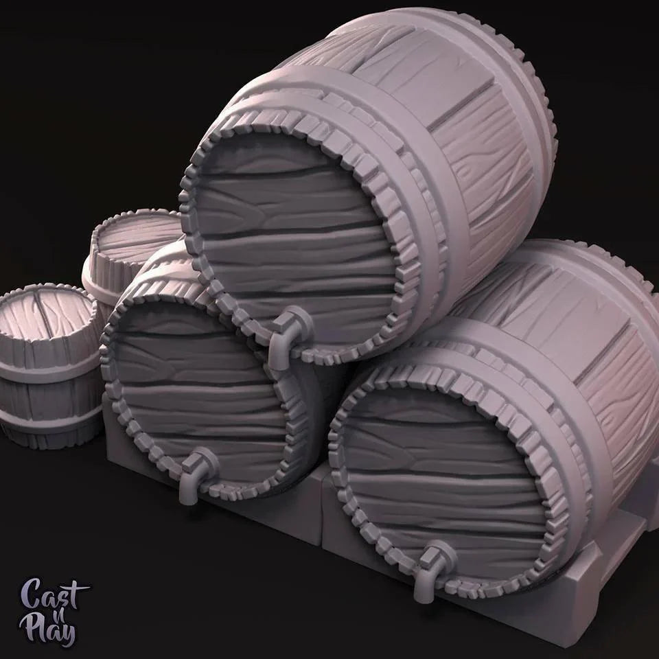 3D Printed Cast n Play Barrels Set 28mm 32mm D&D