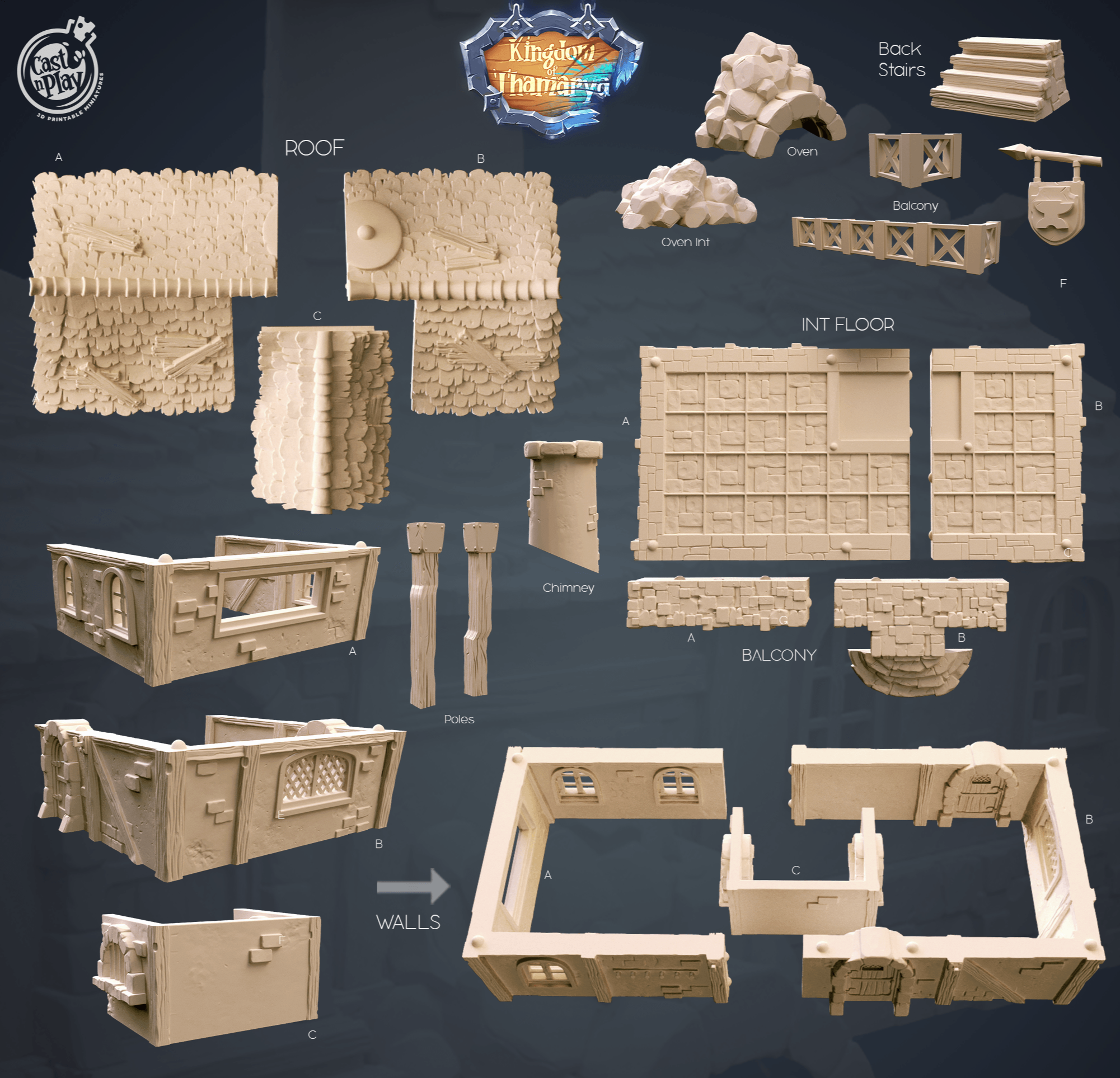 3D Printed Cast n Play Blacksmith's Workshop Kingdom Of Thamarya 28mm 32mm D&D