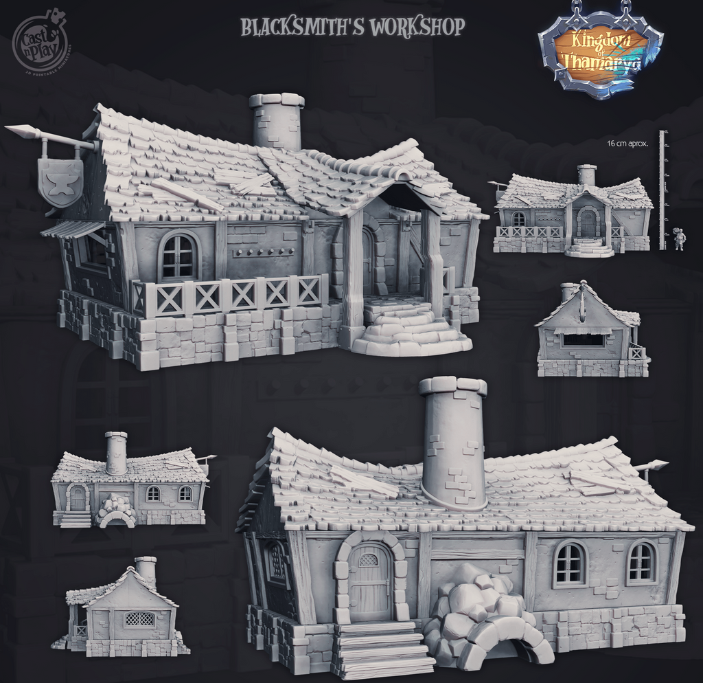 3D Printed Cast n Play Blacksmith's Workshop Kingdom Of Thamarya 28mm 32mm D&D