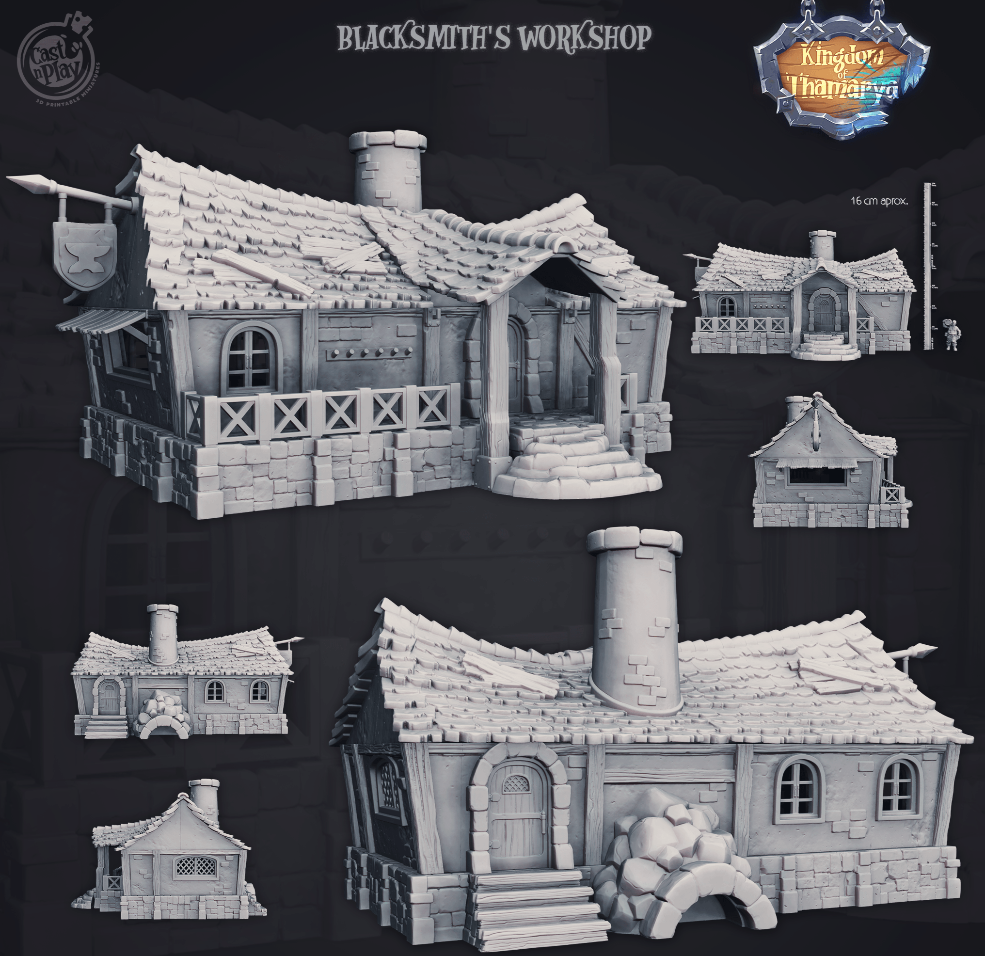 3D Printed Cast n Play Blacksmith's Workshop Kingdom Of Thamarya 28mm 32mm D&D