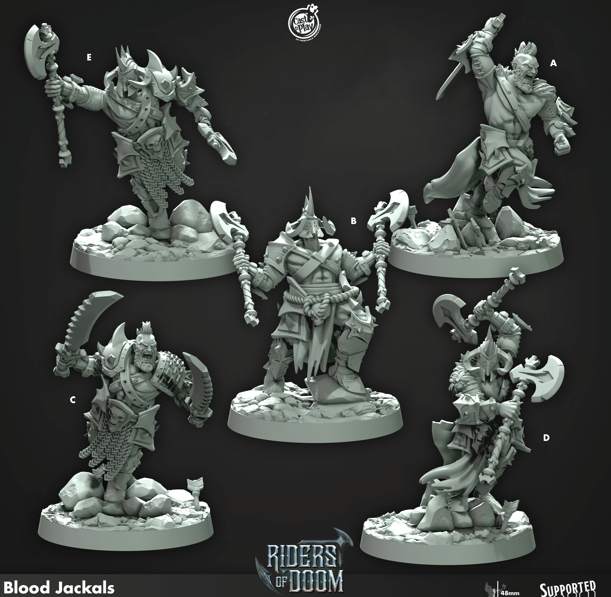 3D Printed Cast n Play Blood Jackals Riders of Doom Set 28mm 32mm D&D