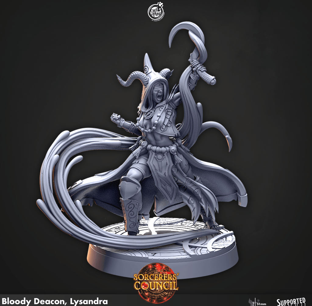 3D Printed Cast n Play Bloody Deacon, Lysandra Sorcerers Council 28mm 32mm D&D