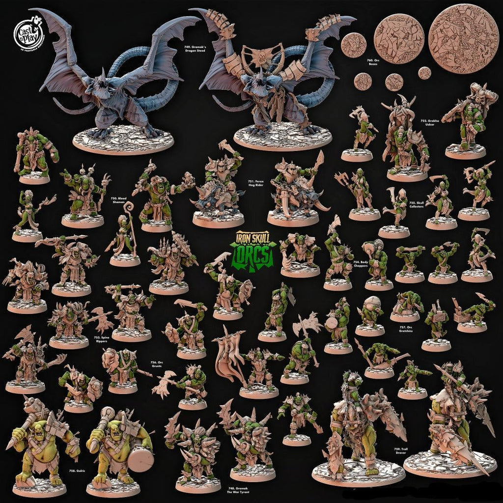 3D Printed Cast n Play Body Choppers Iron Skull Orcs 28mm 32mm D&D