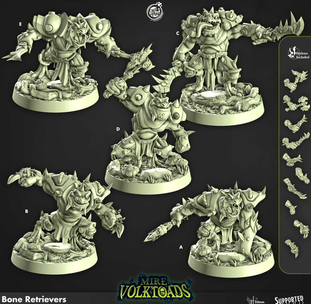3D Printed Cast n Play Bone Retrievers Mire Volktoads Set 28mm 32mm D&D
