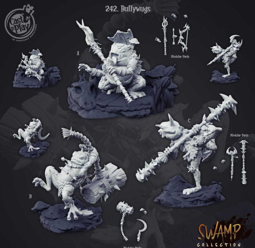 3D Printed Cast n Play Bullywugs Swamp Collection 28mm 32mm D&D